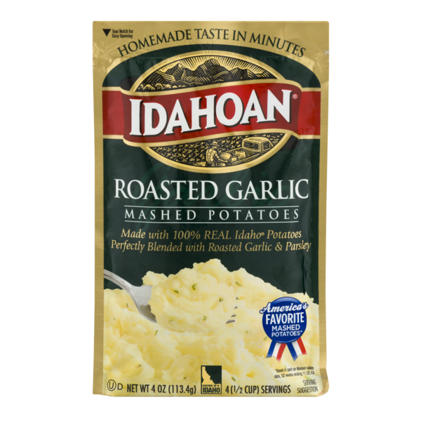 Idahoan Roasted Garlic Mashed Potatoes  4 Oz Pouch