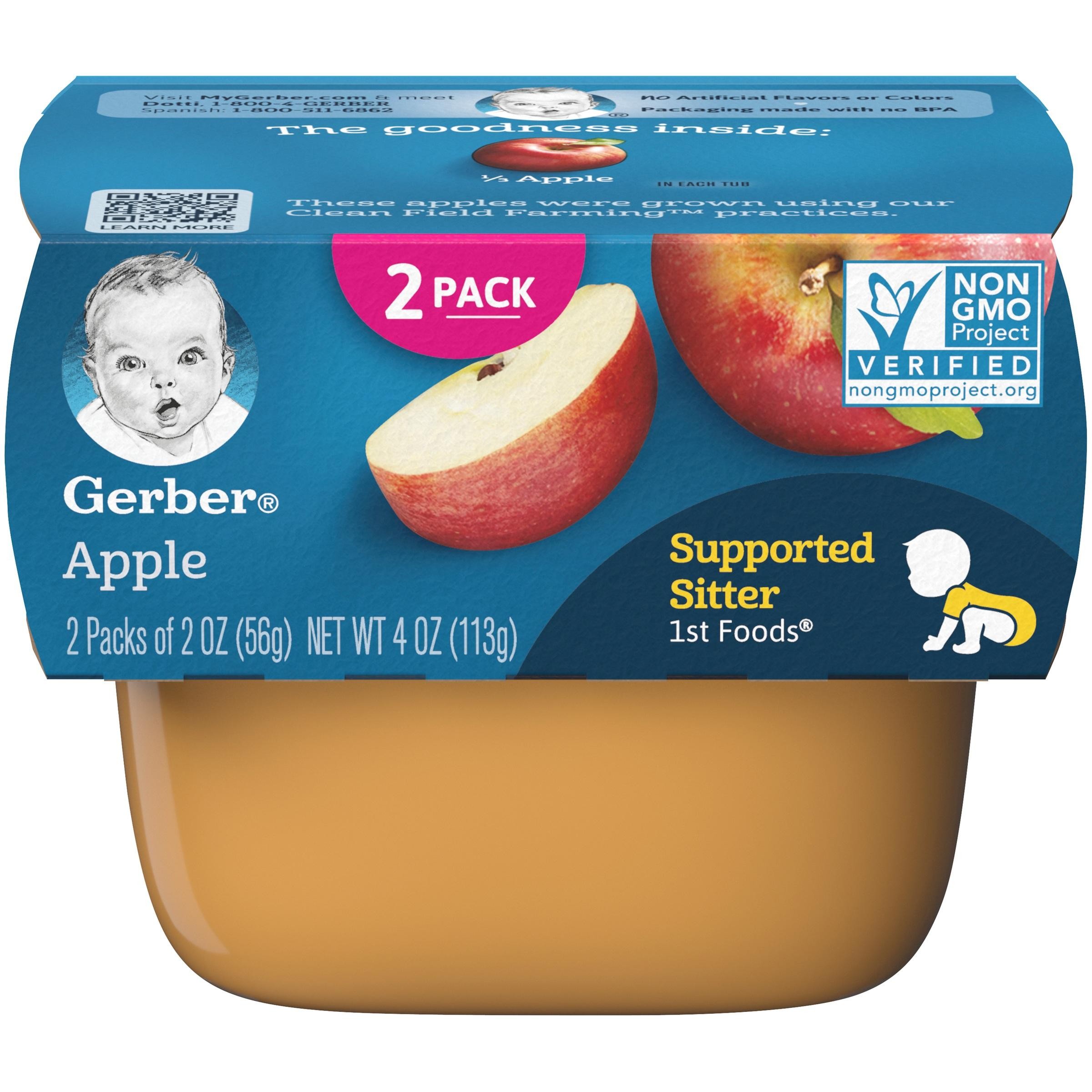 Gerber 1st Foods Natural Baby Food Apple - 2.0 Oz X 2 Pack