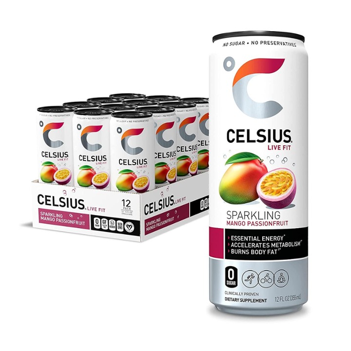 CELSIUS Essential Energy Drink 12 Fl Oz, Sparkling Mango Passionfruit (Pack of 1