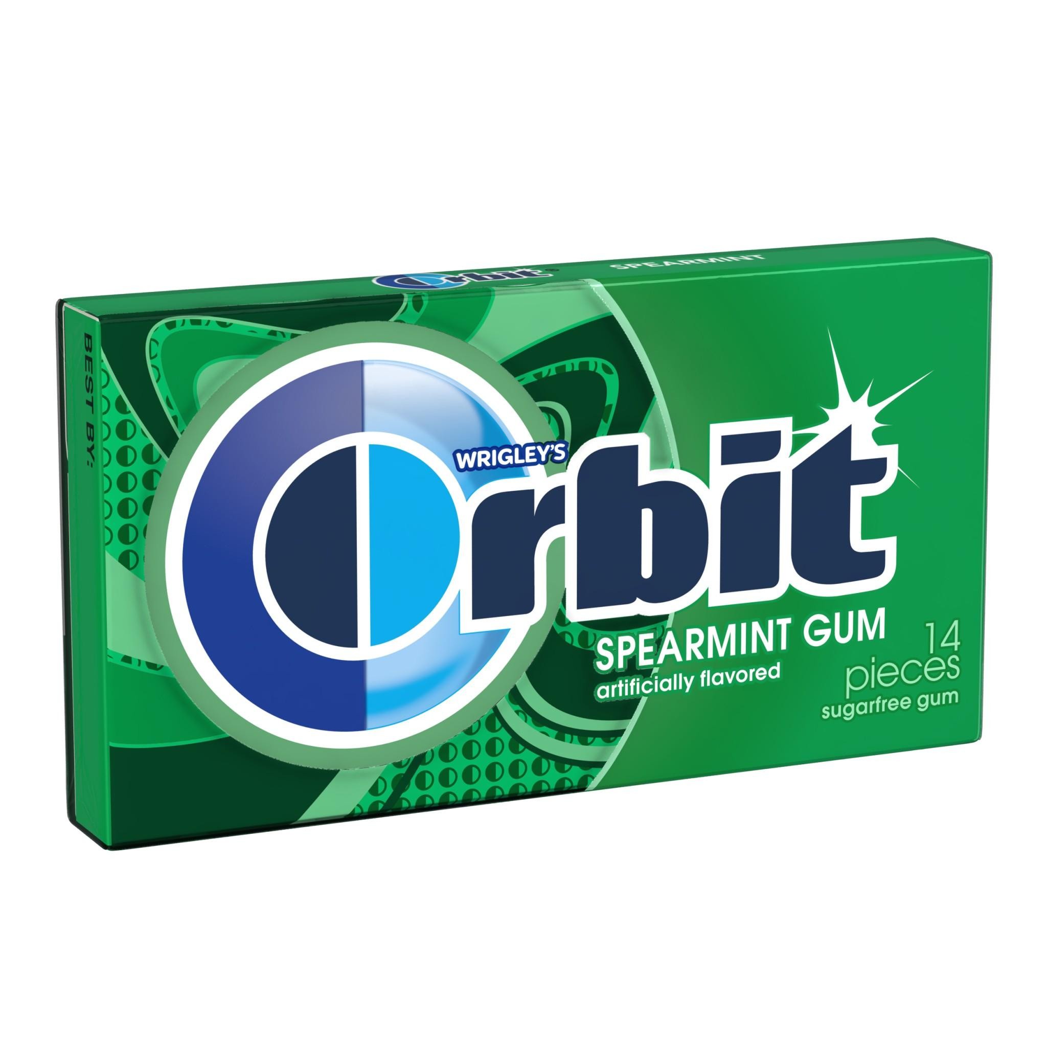 Orbit Gum Spearmint Sugar Free Chewing Gum  Single Pack - 14 Piece