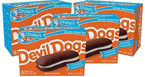 Drake's Devil Dogs, 32 Individually Wrapped Devils Food Cakes, 8 Count (Pack of 4)