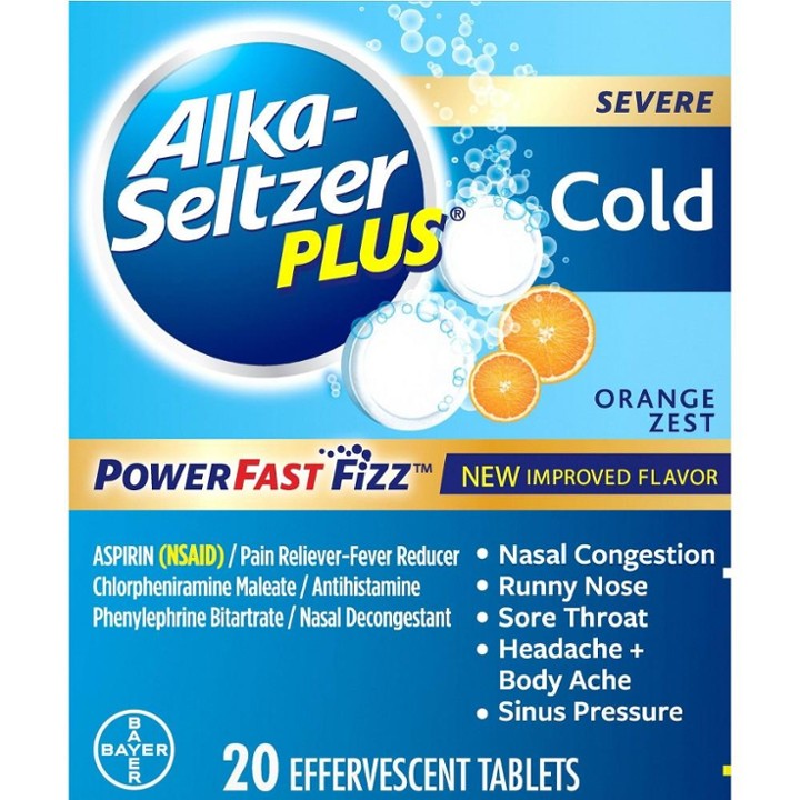 Alka-Seltzer Plus Severe Cold PowerFast Fizz Orange Zest Effervescent Tablets  20ct