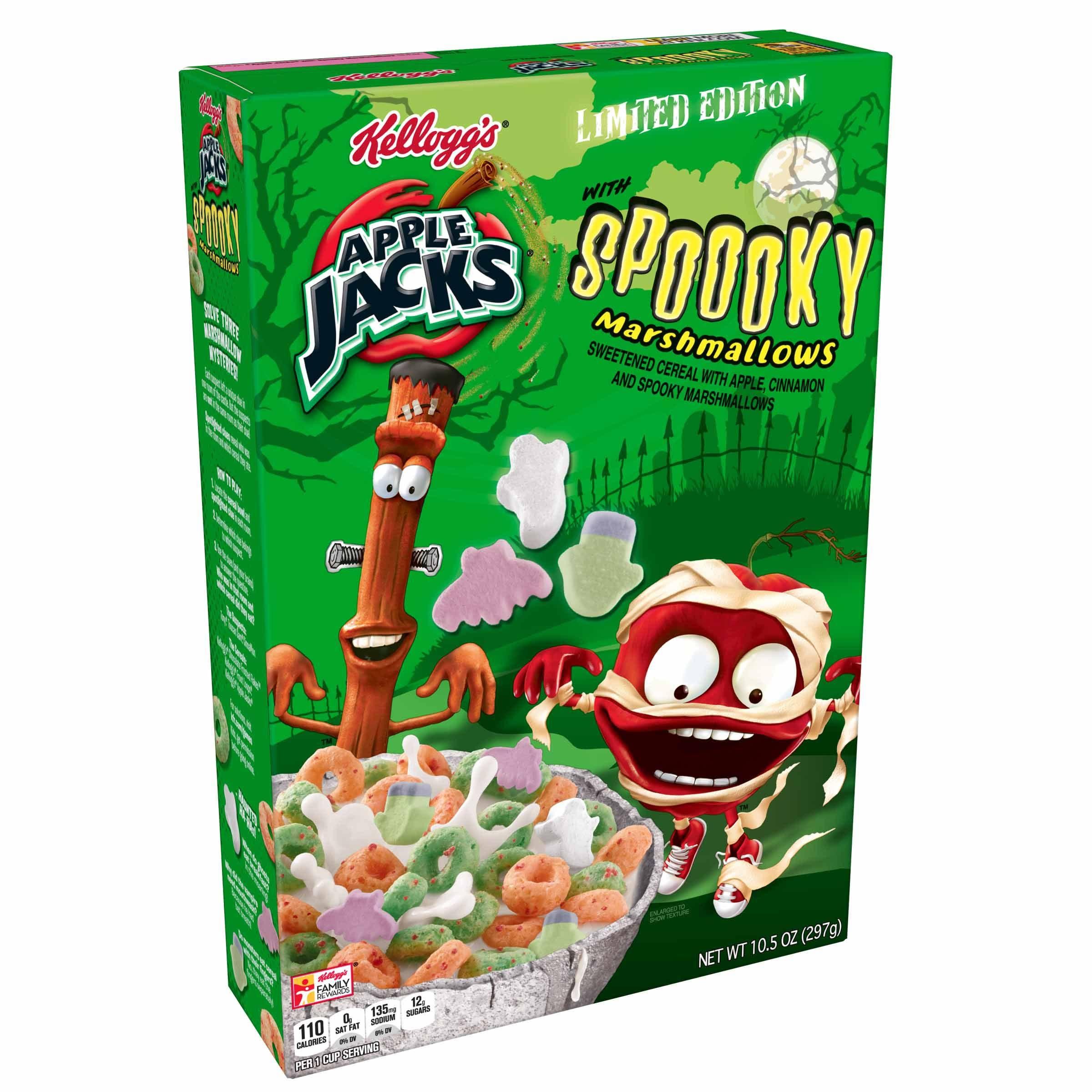 Kellogg's Apple Jacks Breakfast Cereal, Original with Spooky Marshmallows, Excellent Source of 8 Vitamins and Minerals Limited Edition, 10.5oz
