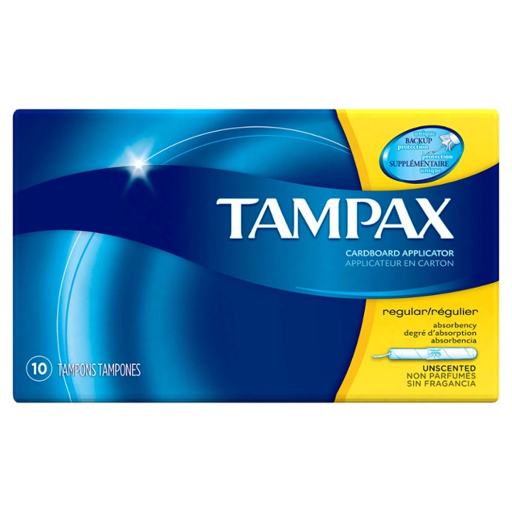 Tampax Cardboard Tampons Regular Absorbency  Anti-Slip Grip  LeakGuard Skirt  Unscented  10 Count