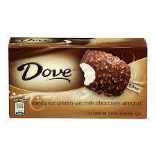 Dove Milk Chocolate with Almonds and Vanilla Ice Cream Bar, 2.89-Ounce (12 Count)