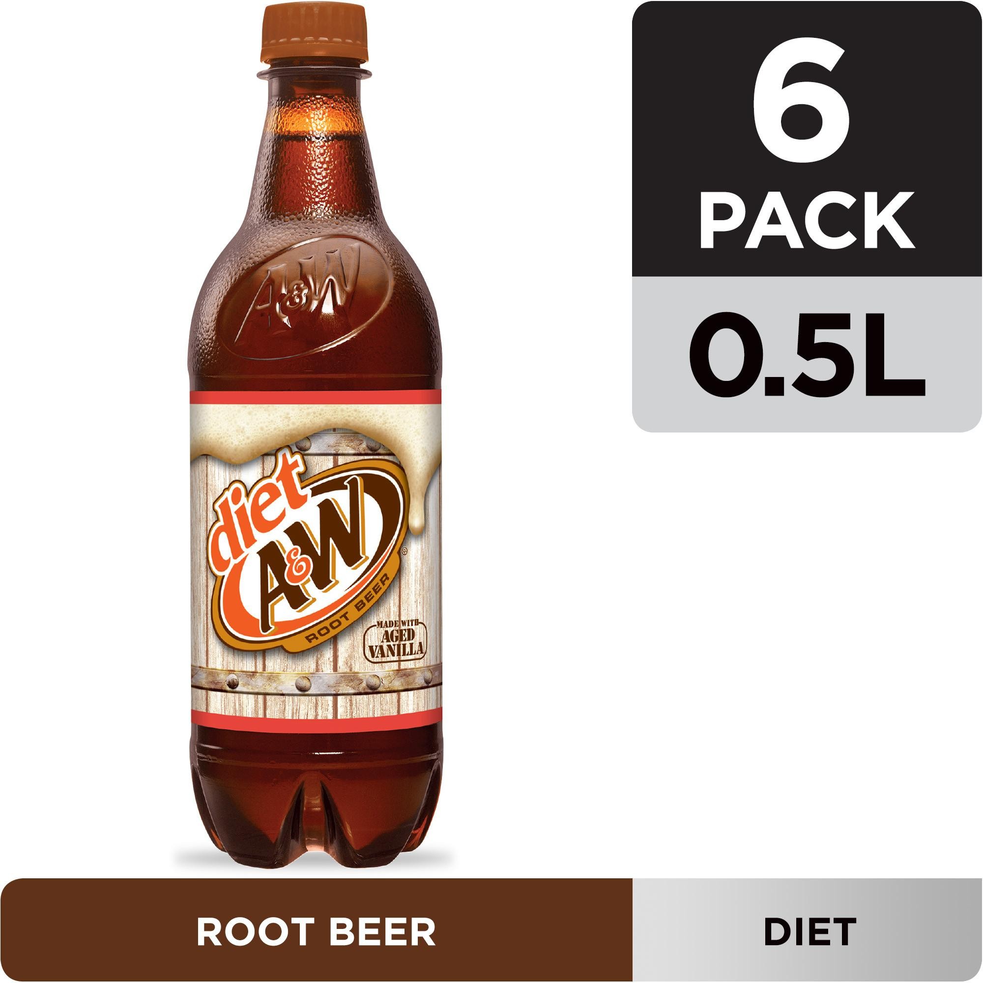 A&W Diet Root Beer Soda - 16.9 Oz X 6 Pack