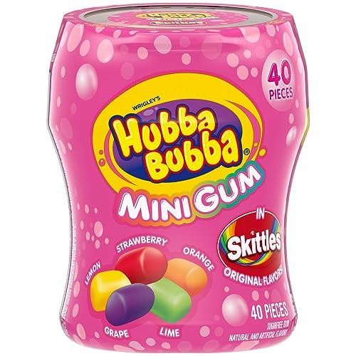 HUBBA BUBBA Minis SKITTLES Flavored Bubble Gum, 40 Piece Resealable Bottle