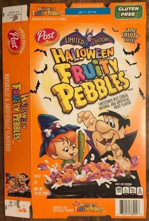 Post Halloween Fruity Pebbles Cereal Box Vampire Flintstones FLAT EMPTY 2022