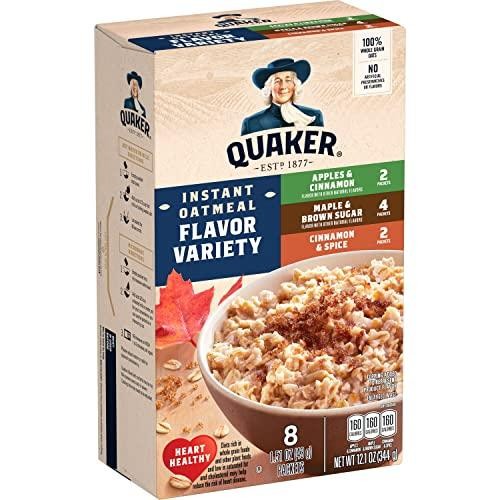 Quaker Instant Oatmeal, 4 Flavor Variety Pack, 1.51oz Packets (8 Pack)