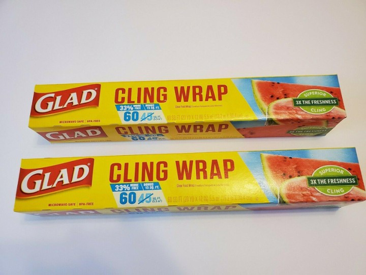 2x Glad Cling Wrap Clear Food Wrap Bpa Free Microwave Safe 60 Sq Ft