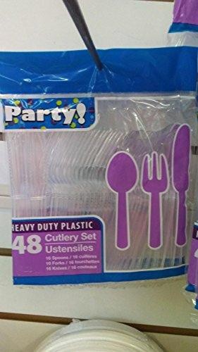 Party Heavy Duty Plastic 48 Piece Cutlery Set