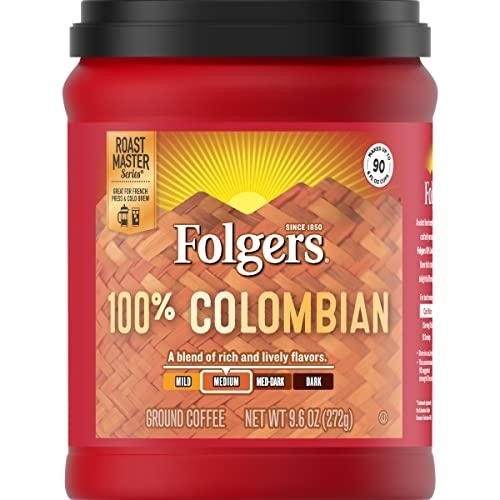 Folgers 100% Colombian Coffee  Medium Roast Ground Coffee  9.6 Ounce Canister
