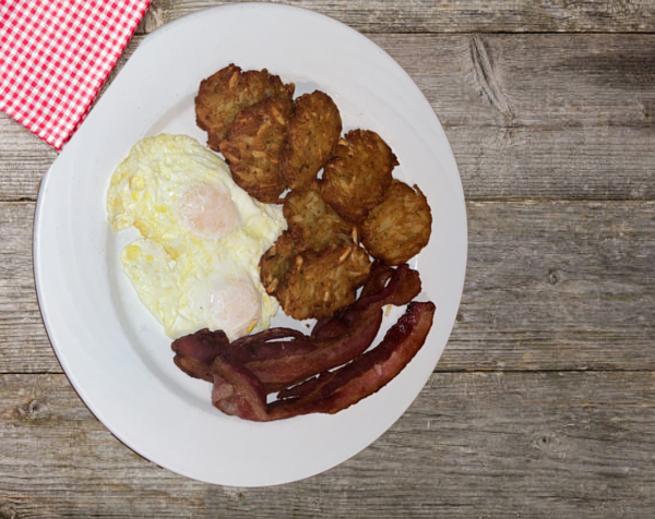 Potato Pancakes, eggs* & bacon or sausage platter