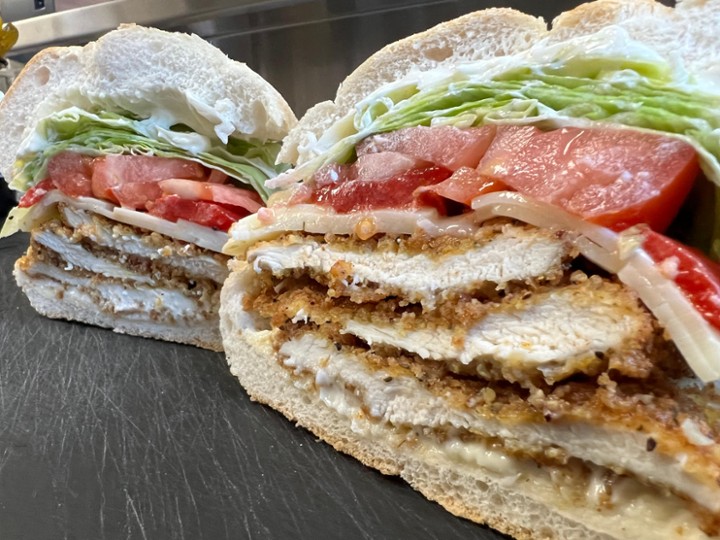 Chicken Cutlet Hard Roll Provolone Roasted Pepper Let Tomato Mayo