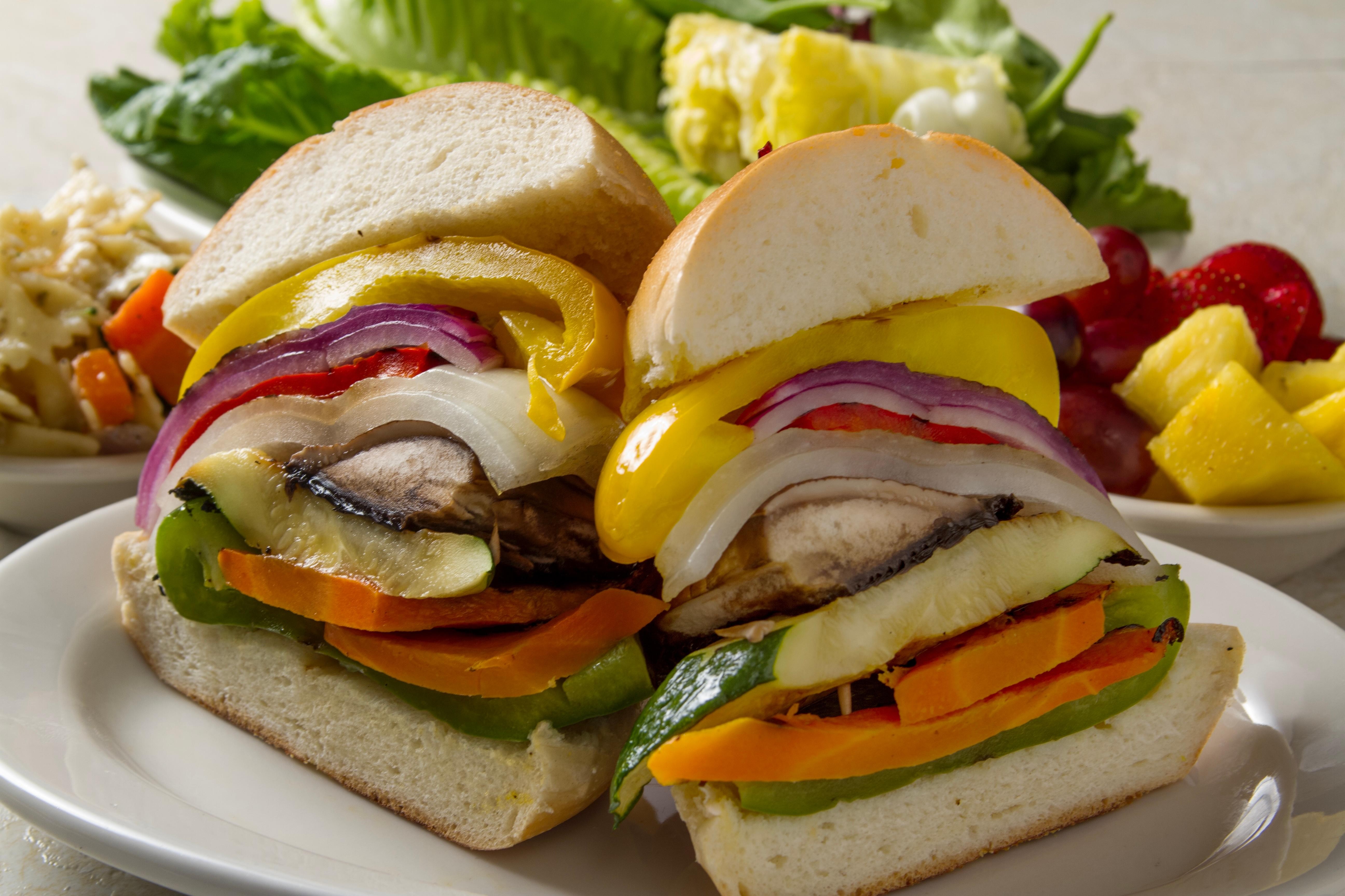 Grilled Vegetables on a Hard Roll