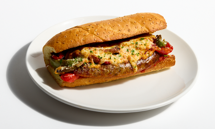 Sausage and Peppers Parm Hero