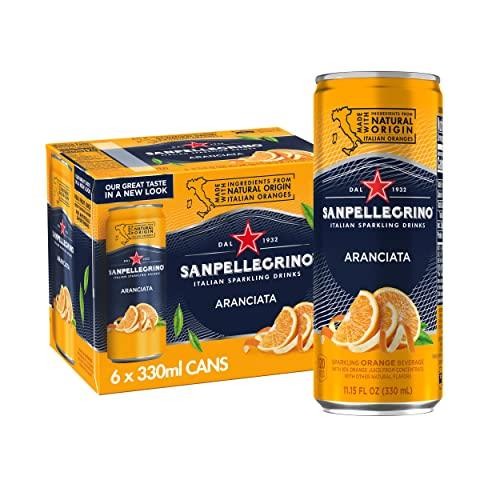 Sanpellegrino Italian Sparkling Drink Aranciata, Sparkling Orange Beverage, 6 Pack of 11.15 Fl Oz Cans