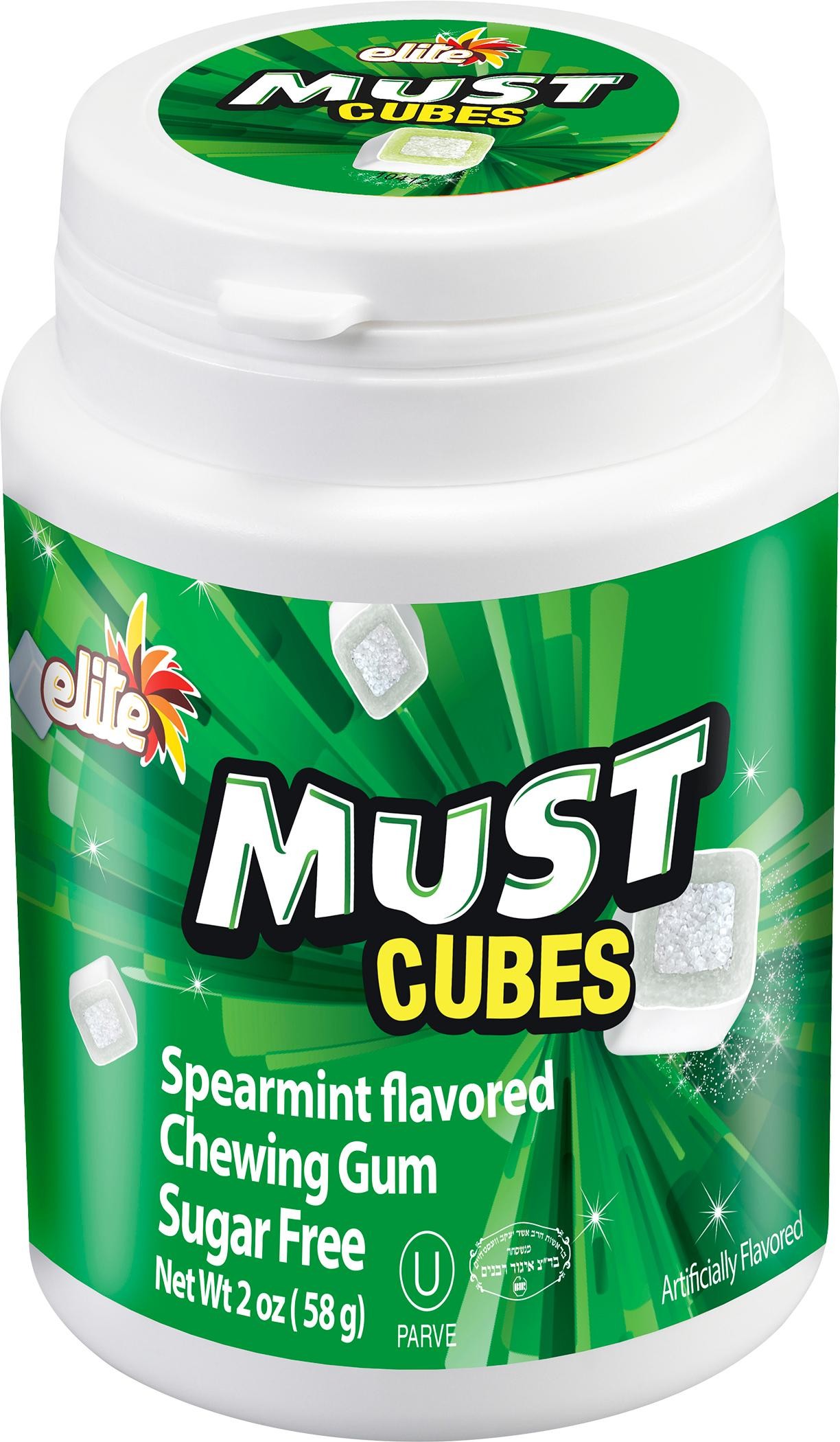 KHRM02301124 2 Oz Must Cubes Spearmint Flavored Sugar Fee Chewing Gum