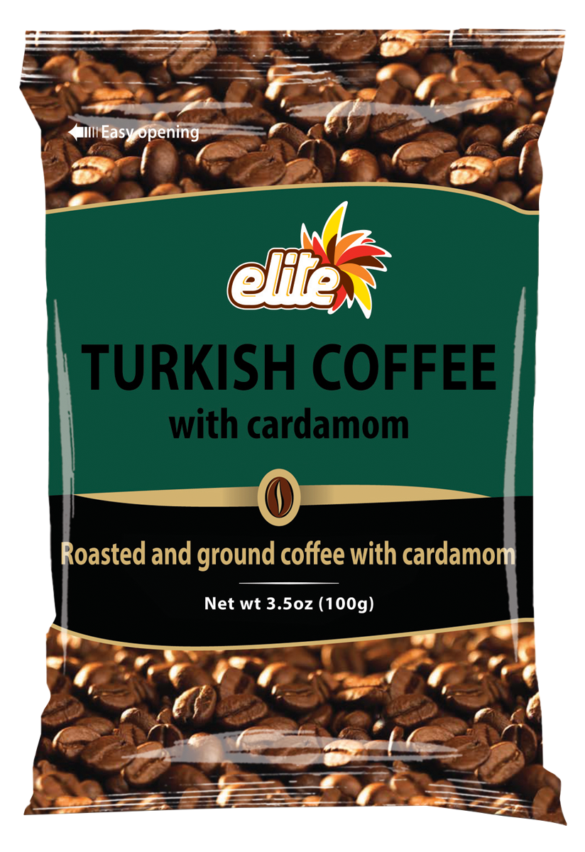 Elite Turkish Roasted Ground Coffee with Cardamom  3.5 Oz Bag