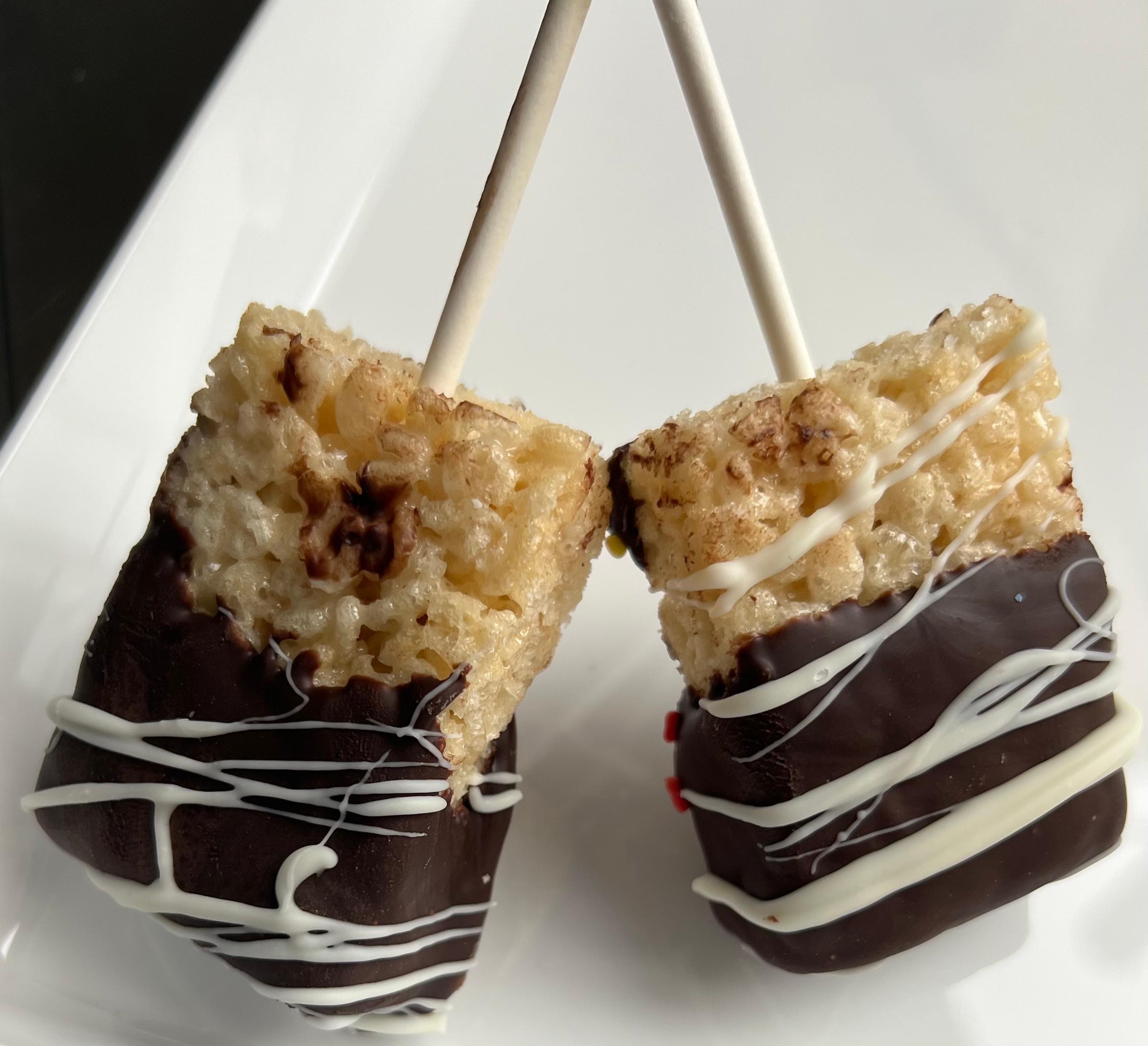CHOCOLATE DIPPED RICE KRISPIE W/TOPPING