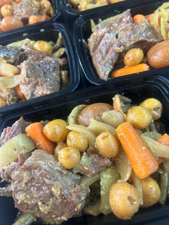 Pot Roast with baby potatoes, carrots and onions