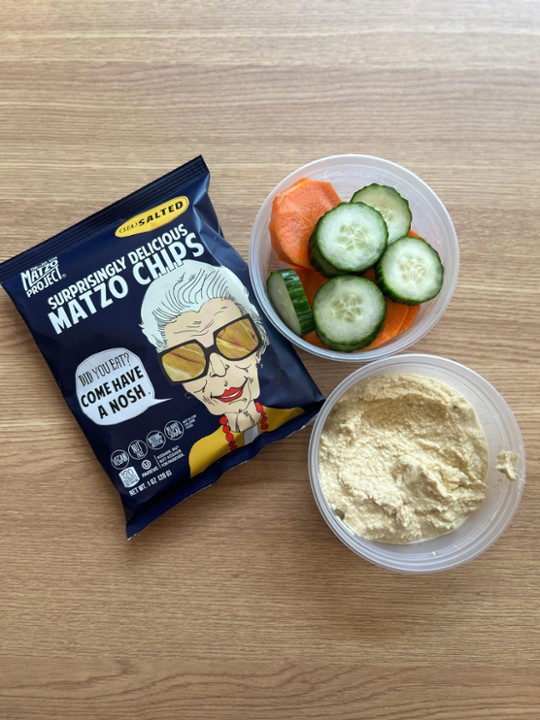 Hummus, Veg + Matzah Chips