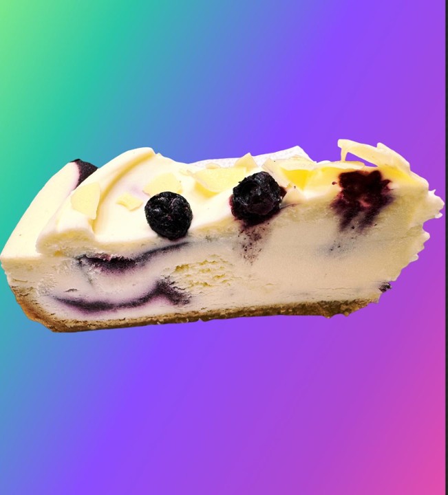 Blueberry white chocolate cobbler cheesecake