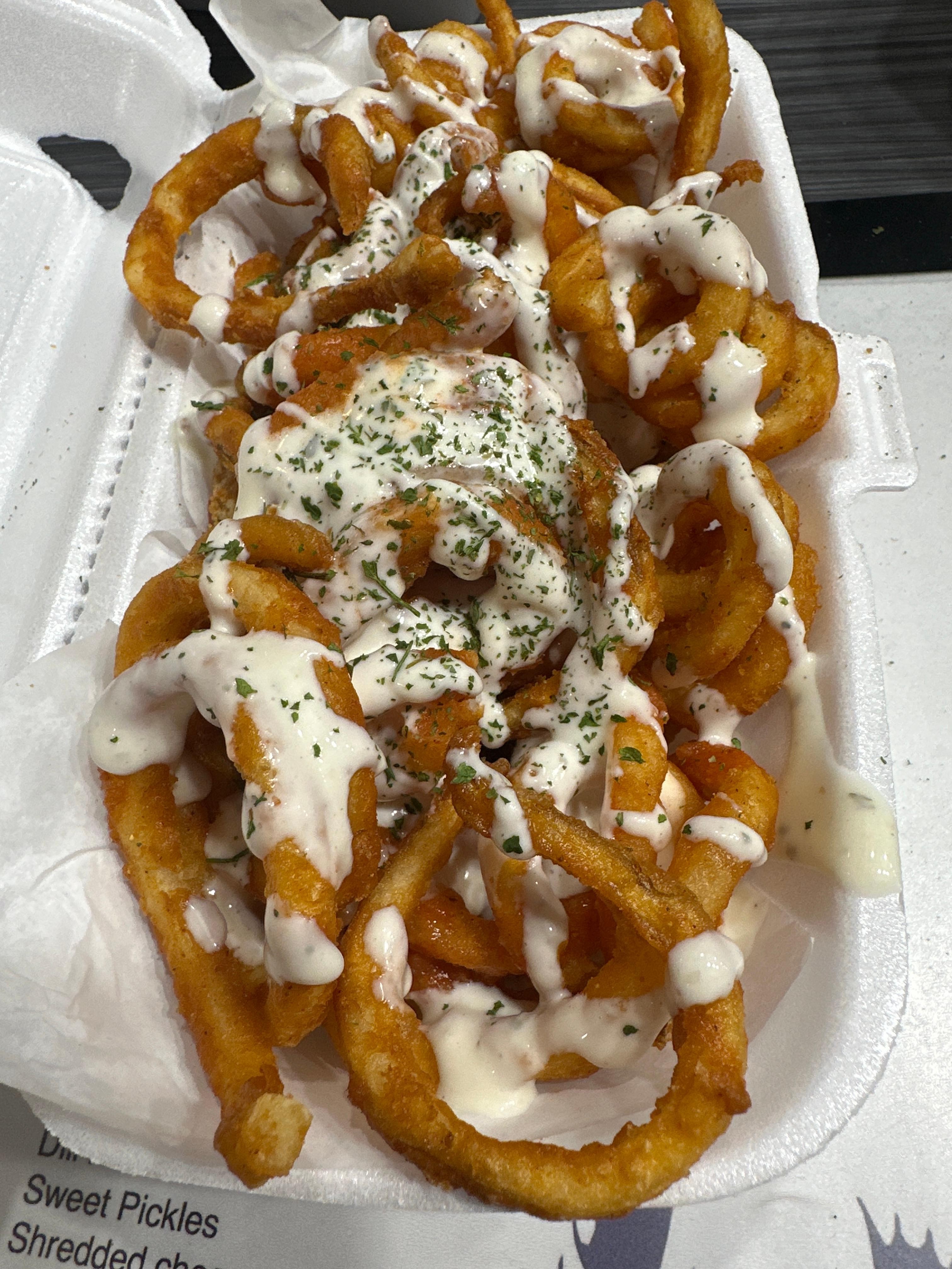 Buffalo Blue Cheese Curly Fries