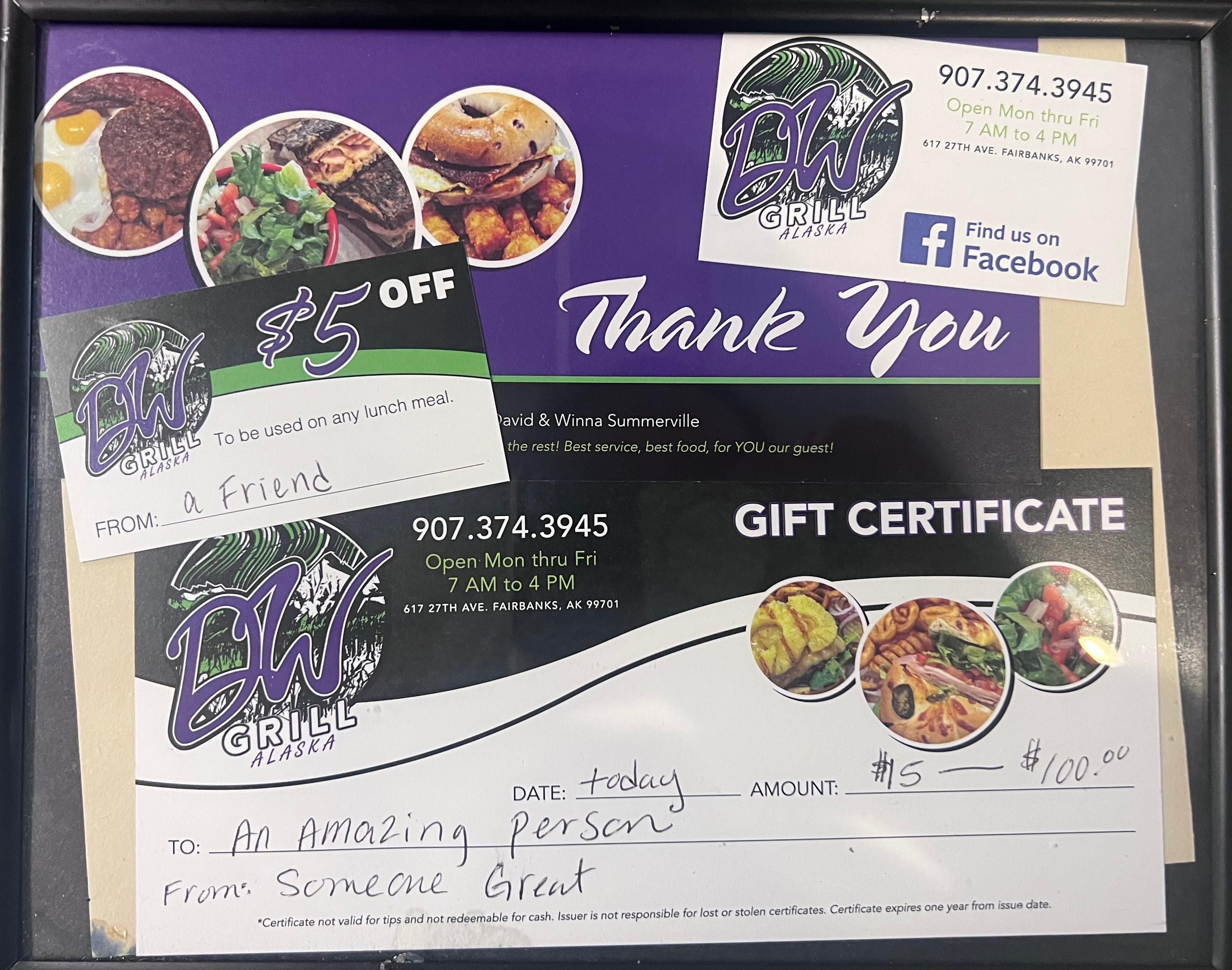 $18 Gift Certificate