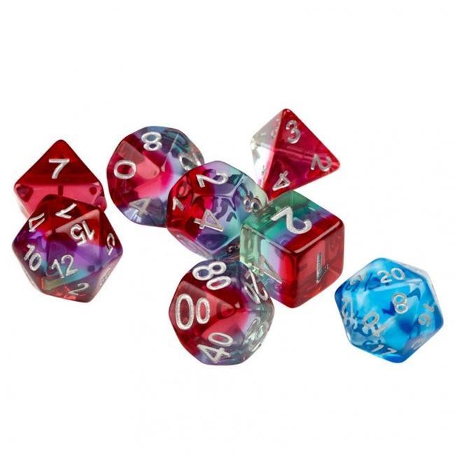 Watermelon Dice with Silver Numbers - 7 Piece