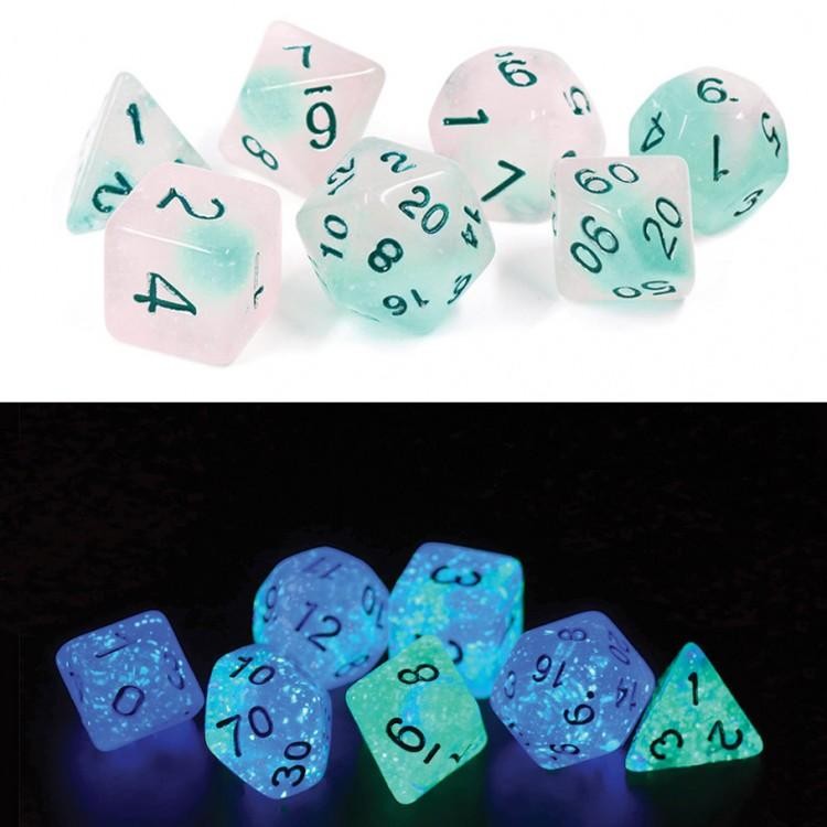 Glowworm Frosted Dice - Set of 7