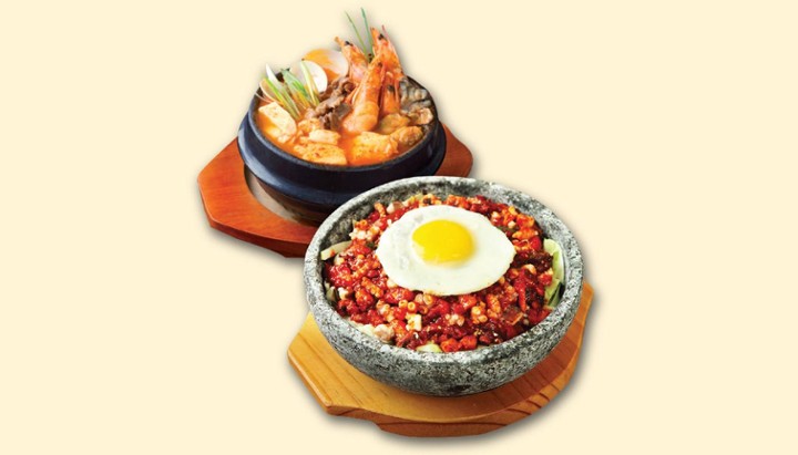 C10. Rice with Spicy Seasoned Octopus in Hot Stone Pot & Tofu Combo (L )