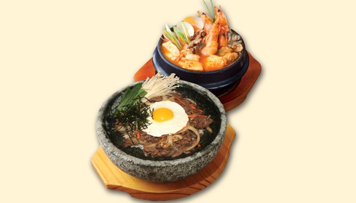 C11. Rice with Bulgogi in Hot Stone Pot & Tofu Combo (L )