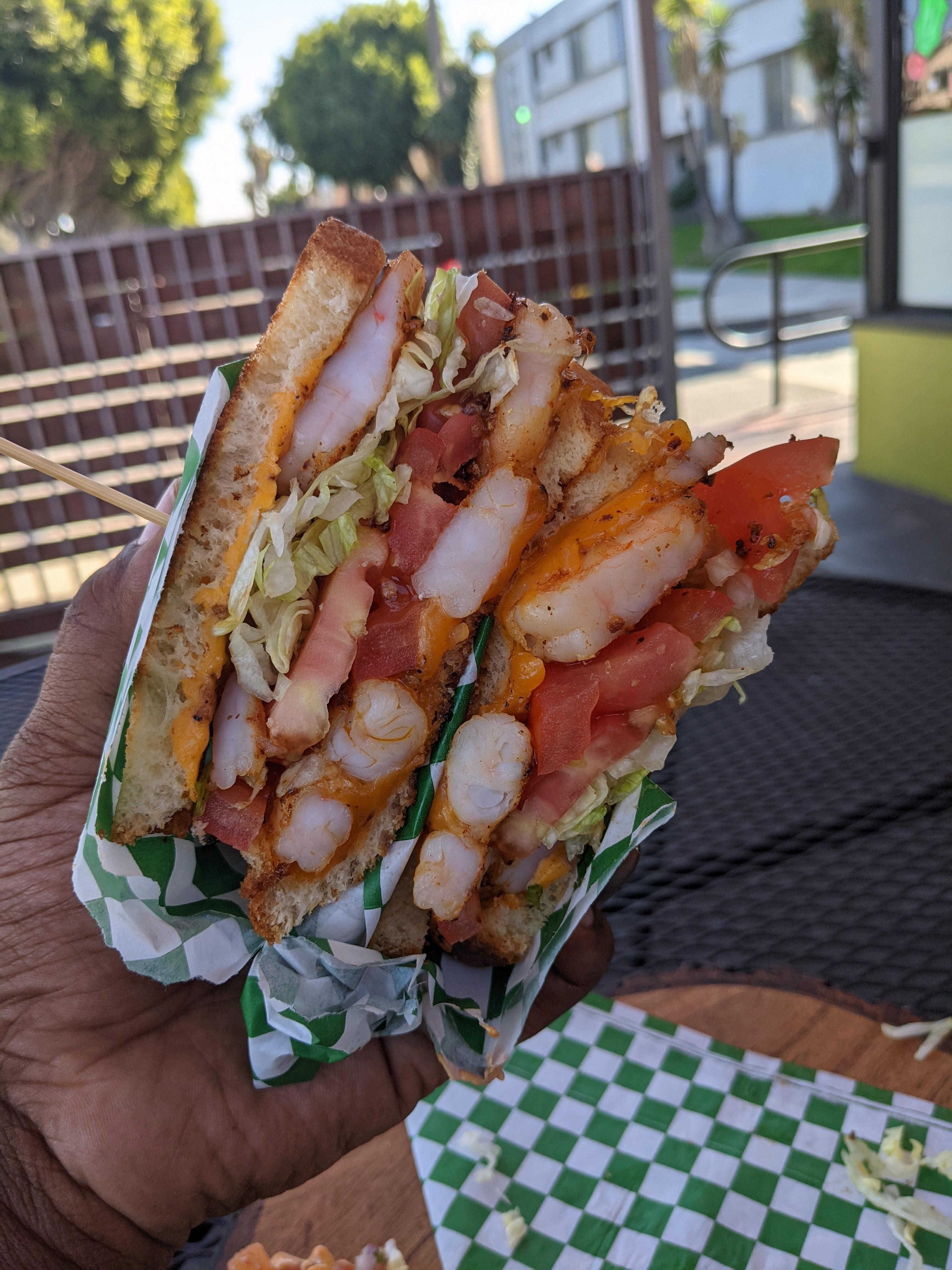 Shrimp grilled cheese sandwich