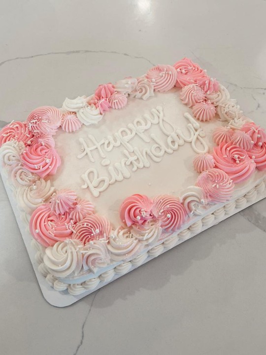 Pink Sheet Cake With Inscription