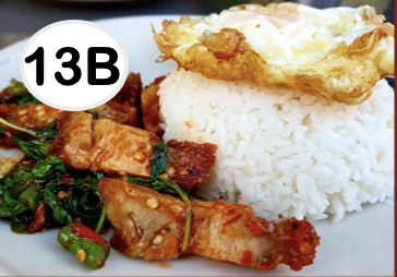 #13B - Kra-Pow-Rind-Pork on Rice w. Fried Egg