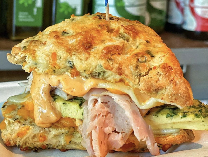 Turkey, Egg, and Cheese Scone Sandwich