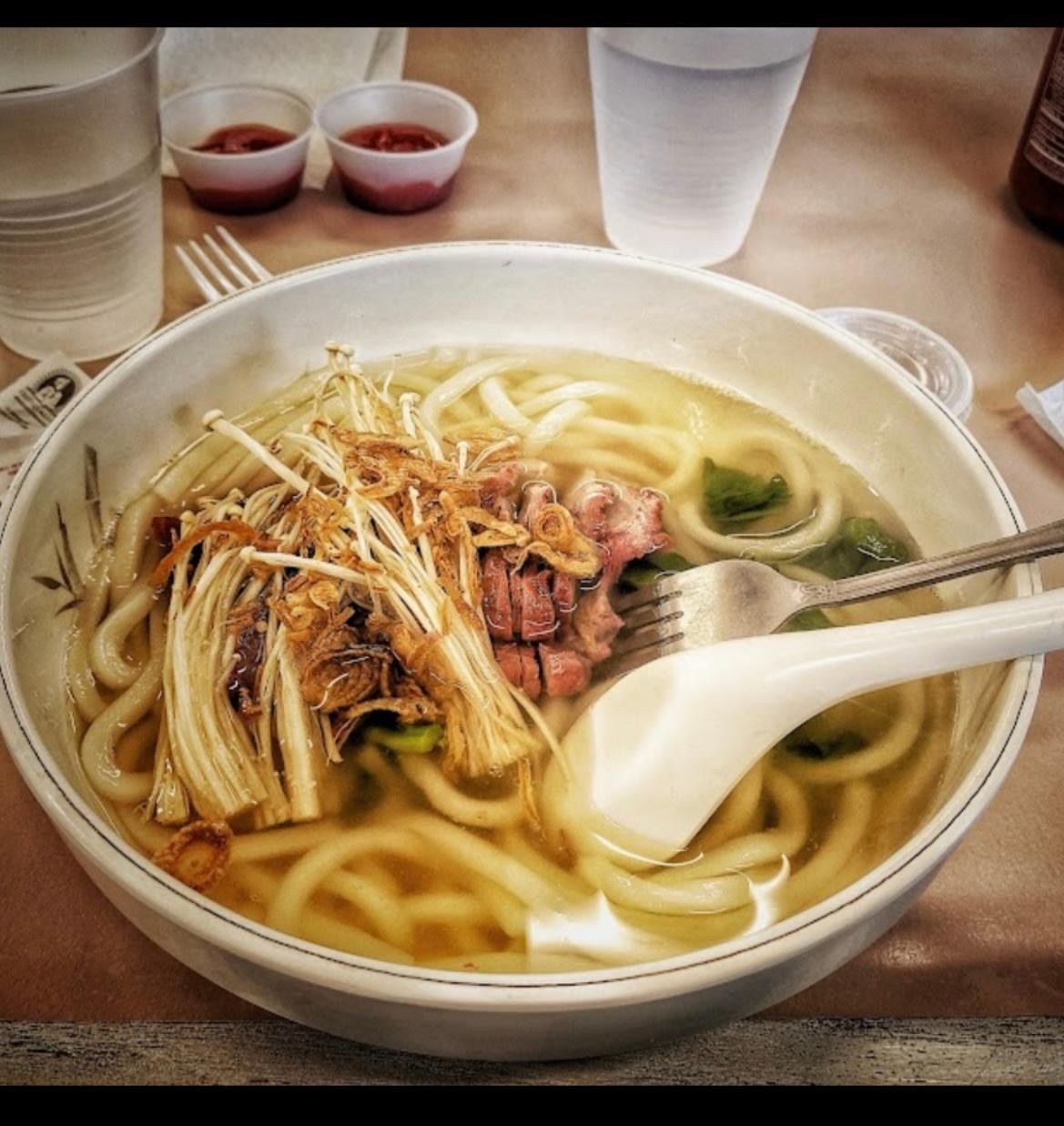 Red Pork Udon Noodle Soup