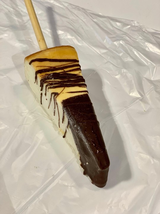 Frozen Chocolate-Dipped Cheesecake on a Stick