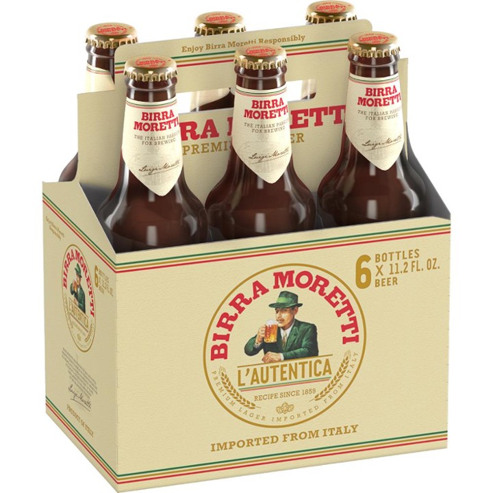 Birra Moretti Lager - Beer - 6x 11.2oz Bottles