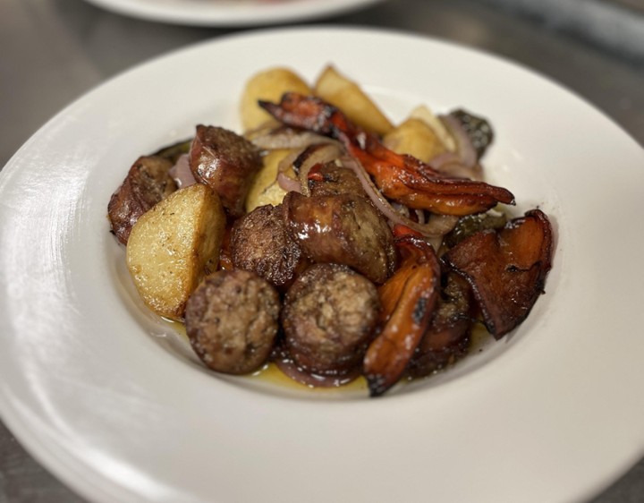 sausage, pepper, potato