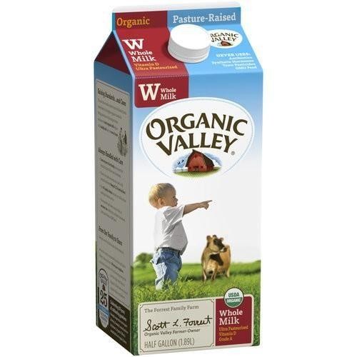Organic Valley whole milk, 1/2 gallon