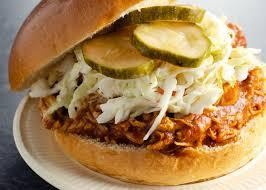 BBQ PULLED PORK SANDWICH WITH COLESLAW & CHEDDAR CHEESE ON KAISER ROLL