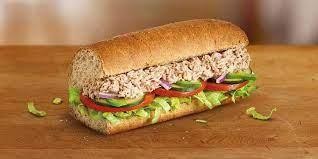 TUNA SUB-- with tomatoes, lettuce, and red onion