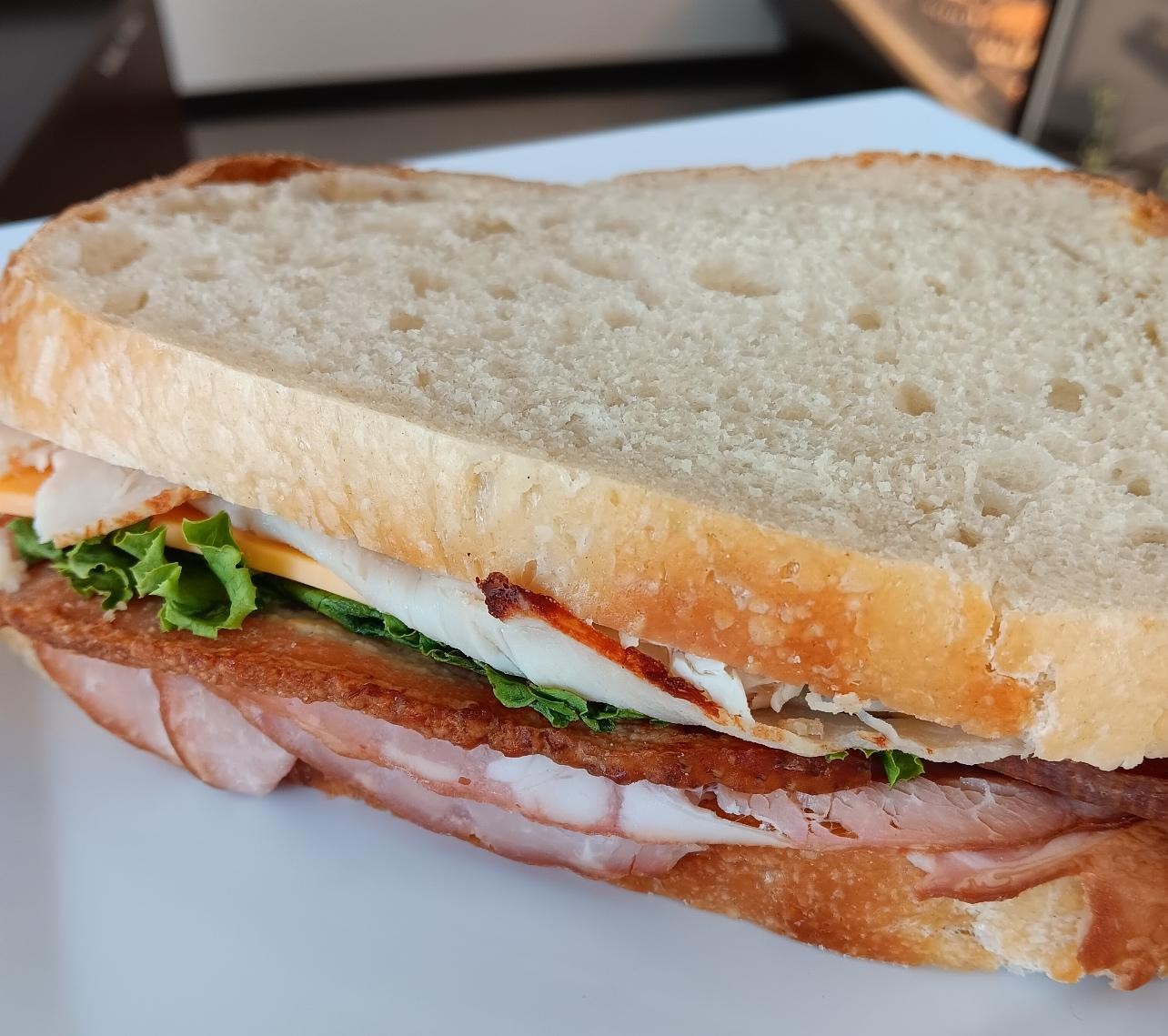 Turkey Club on Sourdough, chips, cookie, water/soda