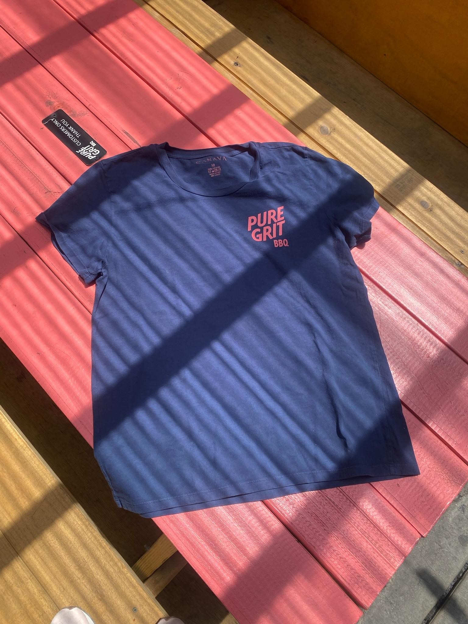 Large Navy Signature Pure Grit Cotton Tee