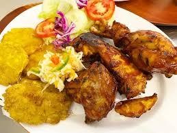 Haitian fried chicken with fried plantains