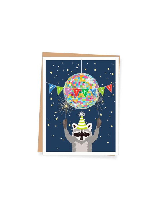 Disco Raccoon Birthday Card