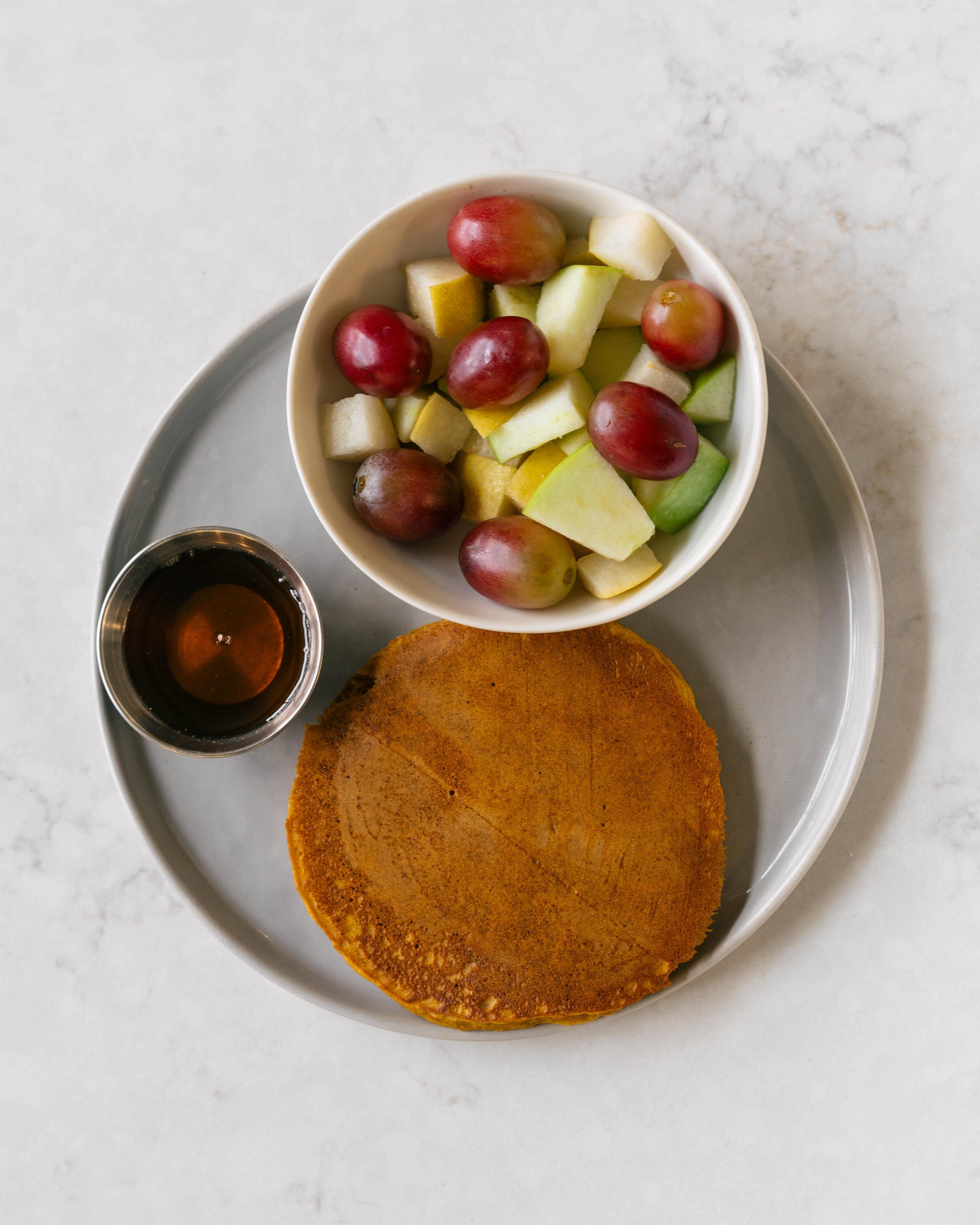 1 Pancake with Maple Syrup and fruit