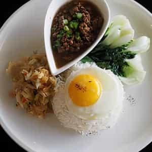 Lu Rou Fan Braised Minced Pork Rice Bowl, Bok Choy